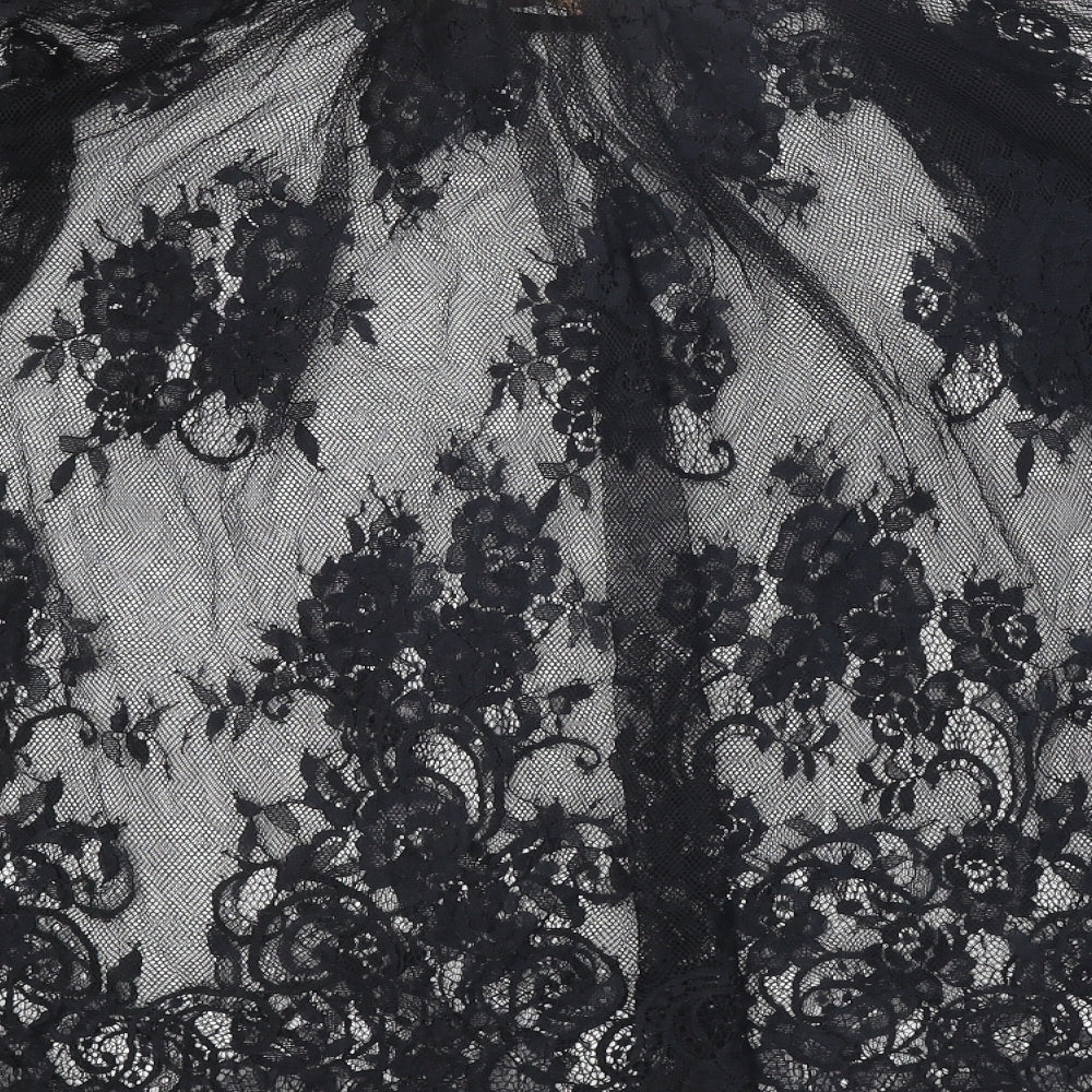 Isassy Womens Black Floral Polyester Basic Blouse Size L Round Neck - Size 4