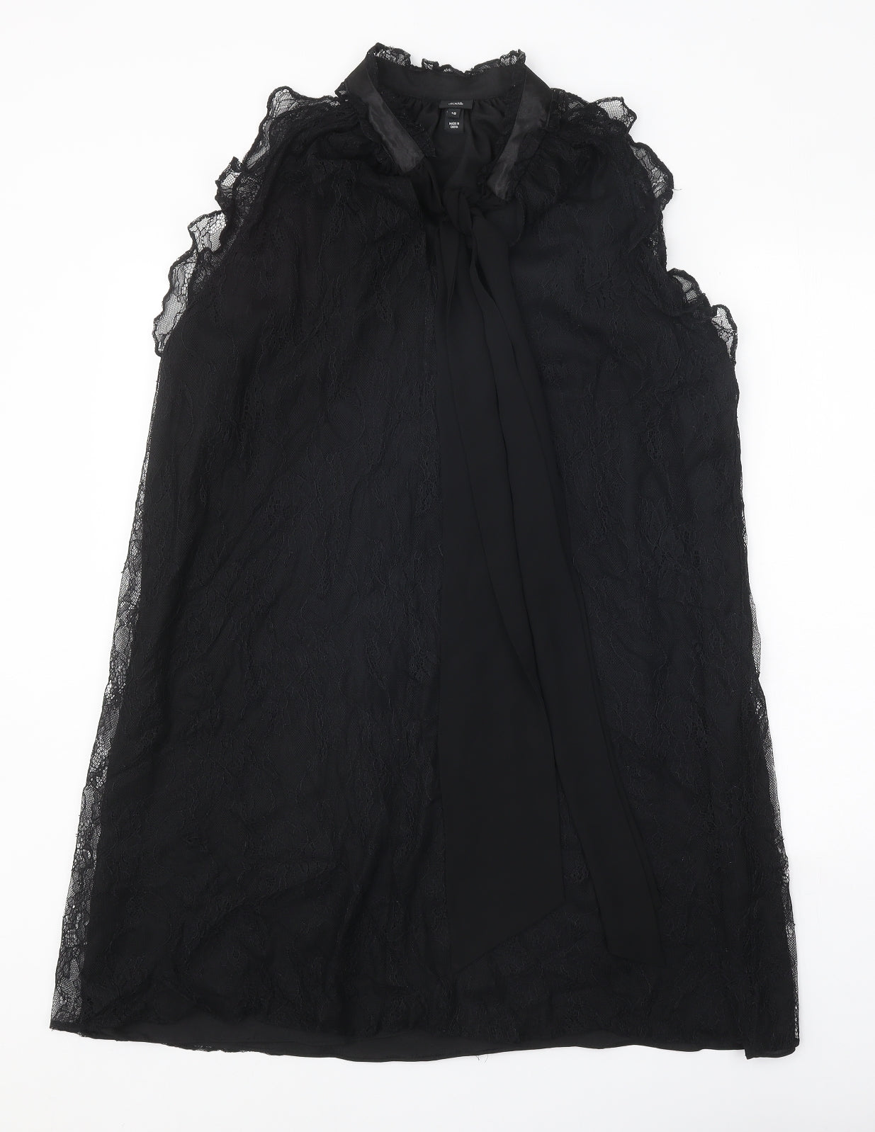 River Island Womens Black Polyester Shirt Dress Size 16 Round Neck Tie