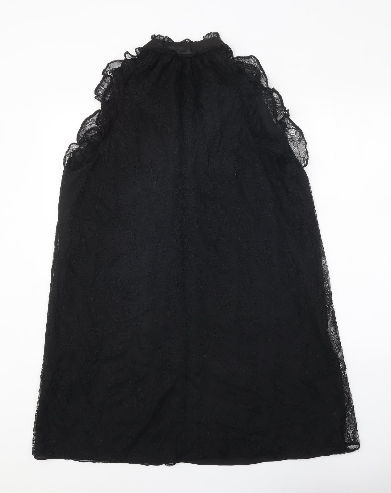 River Island Womens Black Polyester Shirt Dress Size 16 Round Neck Tie