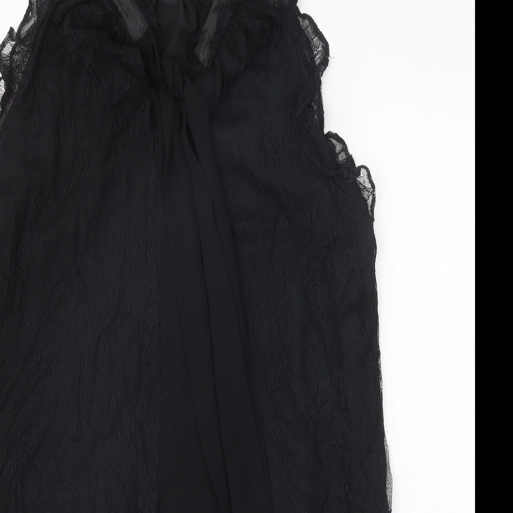 River Island Womens Black Polyester Shirt Dress Size 16 Round Neck Tie