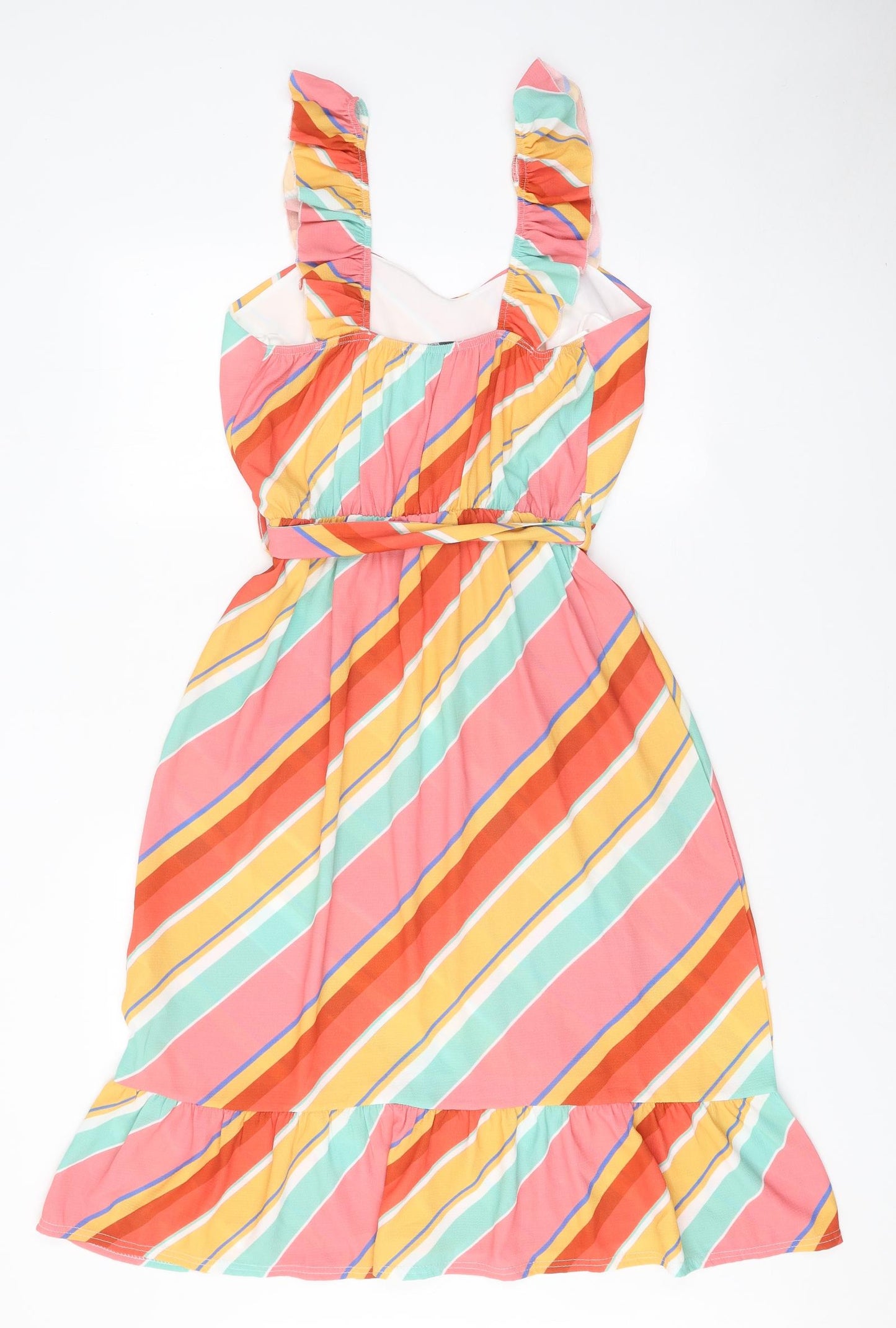 Quiz Womens Multicoloured Striped Polyester A-Line Size 16 Sweetheart Tie