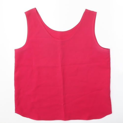 House of Fraser Womens Pink Polyester Basic Tank Size 14 Round Neck