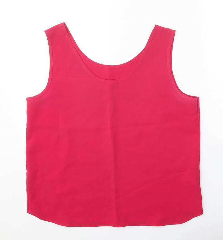 House of Fraser Womens Pink Polyester Basic Tank Size 14 Round Neck
