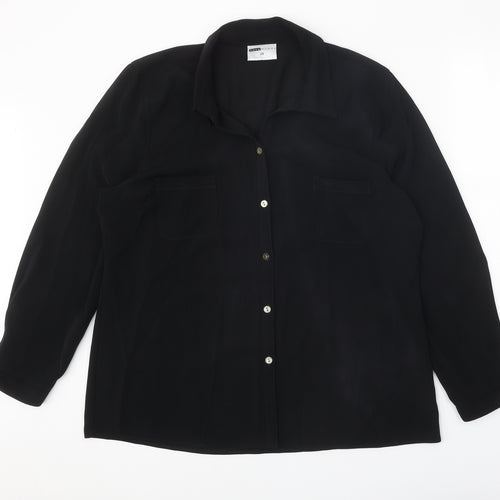 Sara Woman Womens Black Polyester Basic Button-Up Size 20 Collared