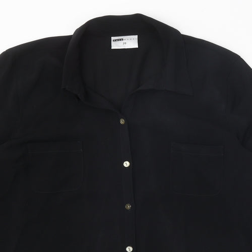 Sara Woman Womens Black Polyester Basic Button-Up Size 20 Collared