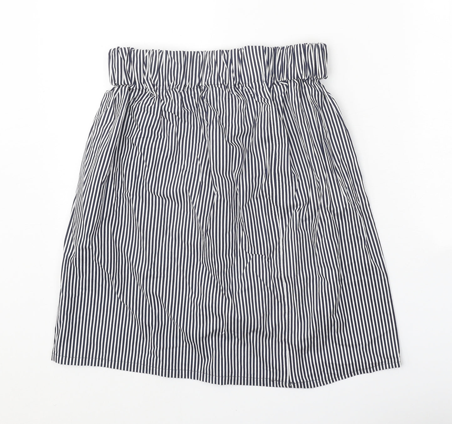 Preworn Womens White Striped Polyester A-Line Skirt Size 26 in