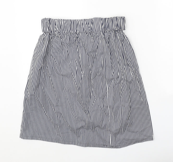 Preworn Womens White Striped Polyester A-Line Skirt Size 26 in