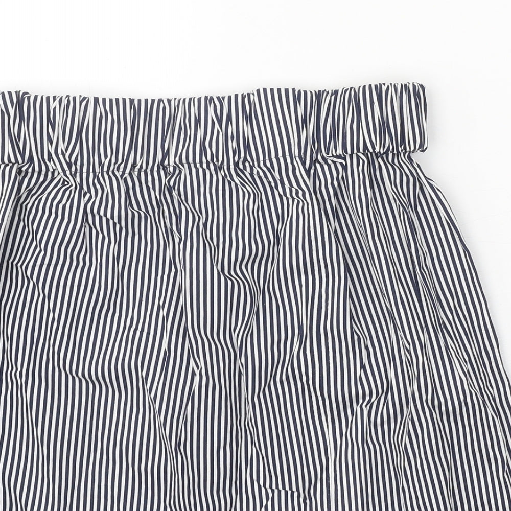 Preworn Womens White Striped Polyester A-Line Skirt Size 26 in