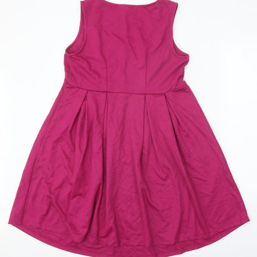 mamas & papas Womens Pink Polyester Fit & Flare Size 12 Round Neck Pullover