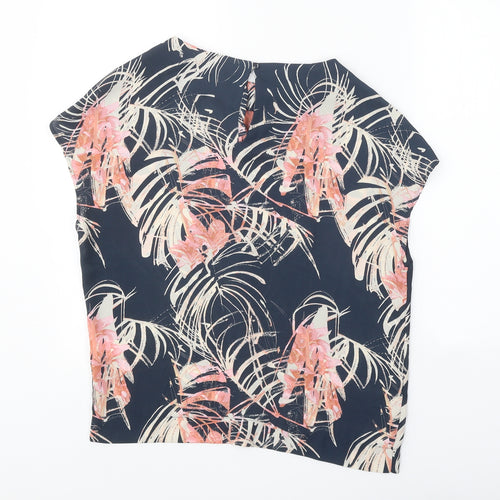 NEXT Womens Blue Geometric Polyester Basic Blouse Size 6 Boat Neck