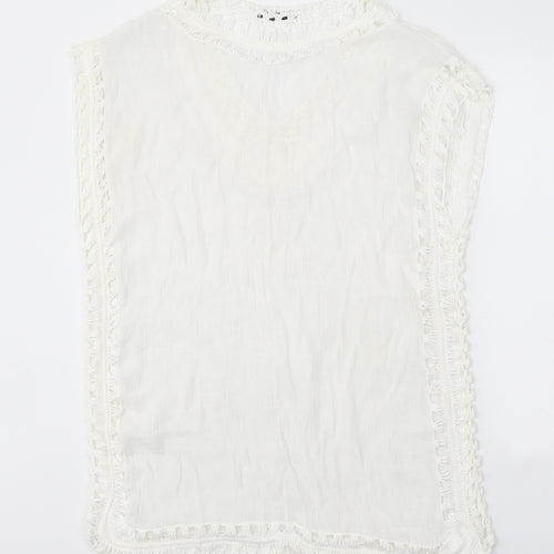 SheIn Womens White Geometric Polyester A-Line One Size V-Neck Pullover