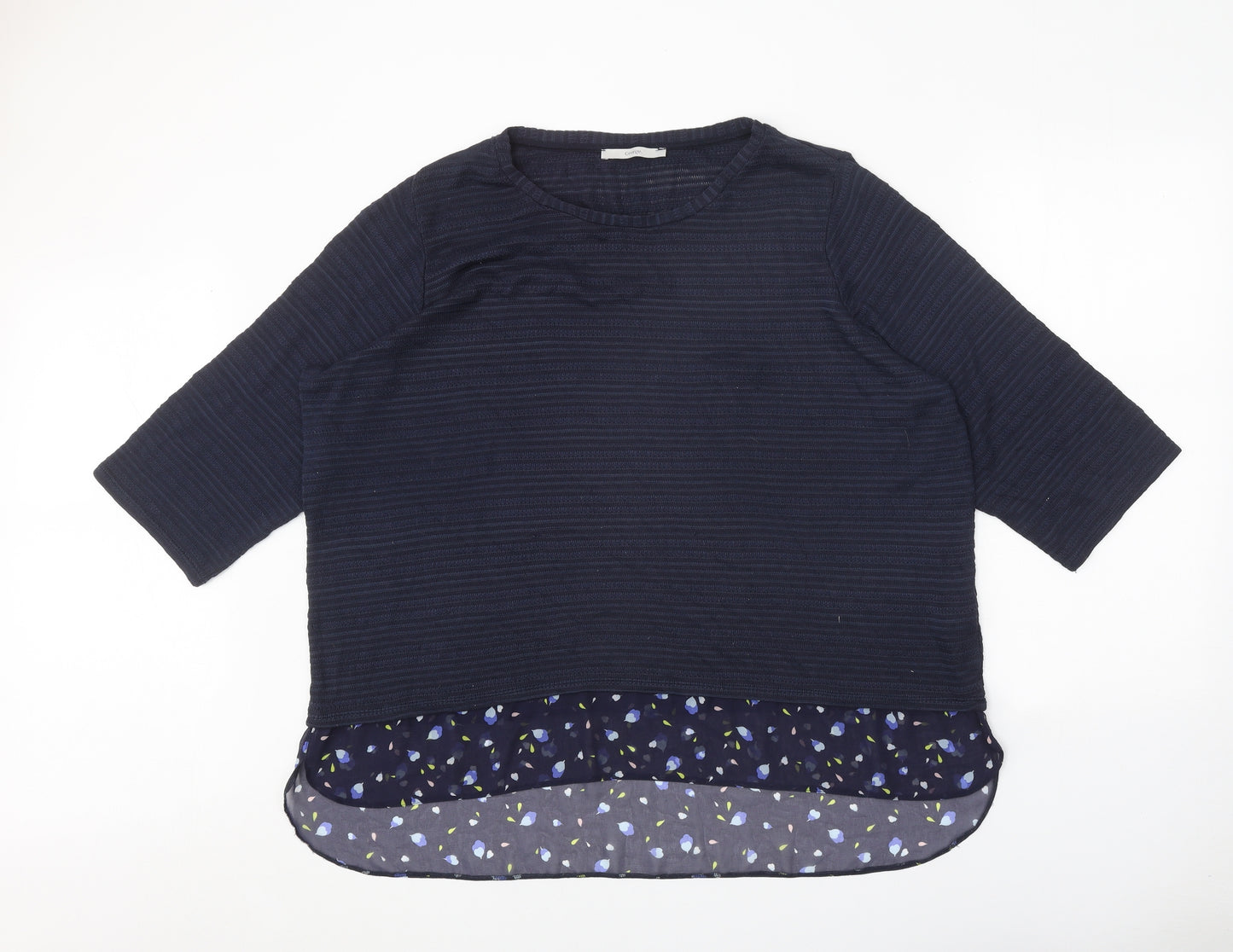 George Womens Blue Round Neck Floral Polyester Pullover Jumper Size 24