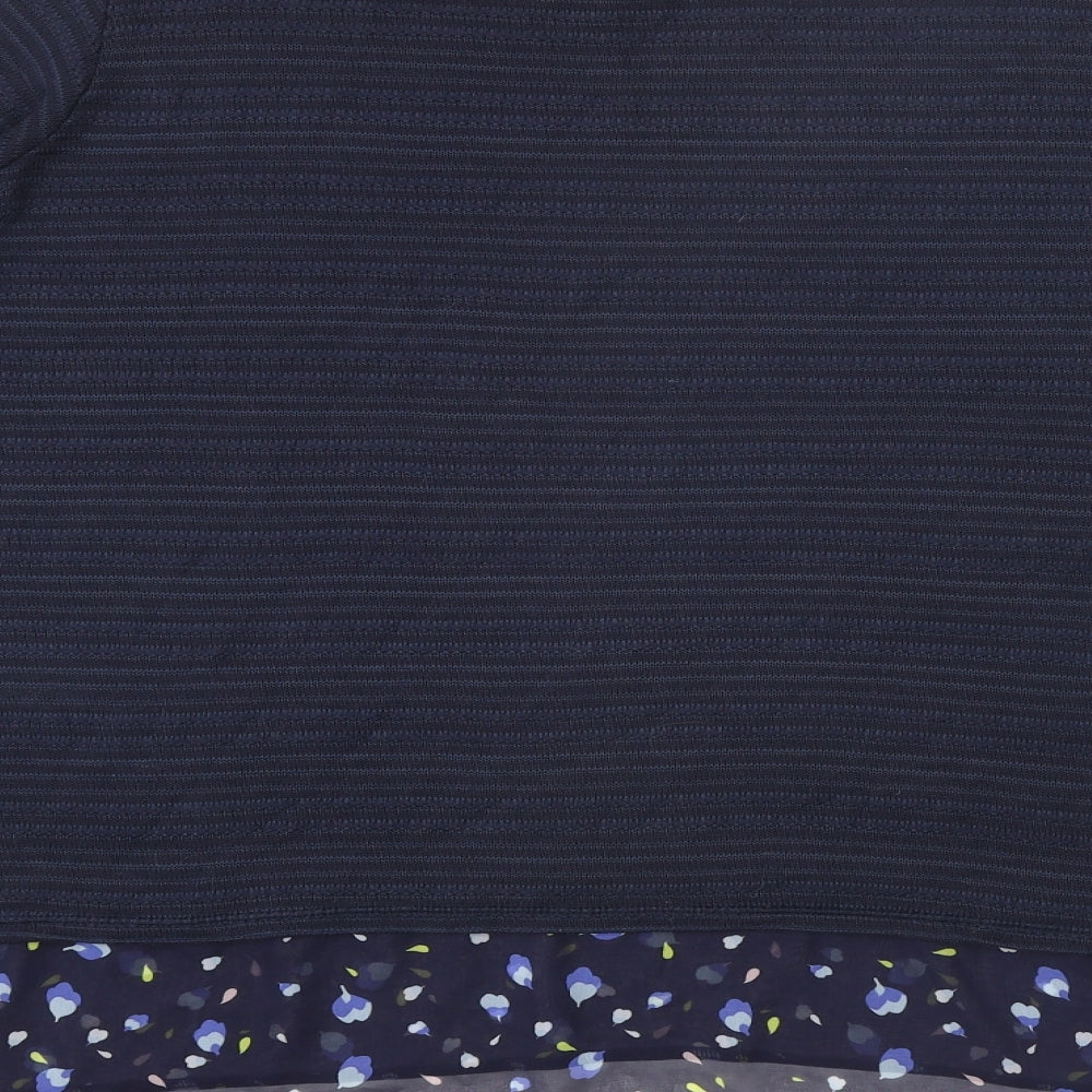 George Womens Blue Round Neck Floral Polyester Pullover Jumper Size 24