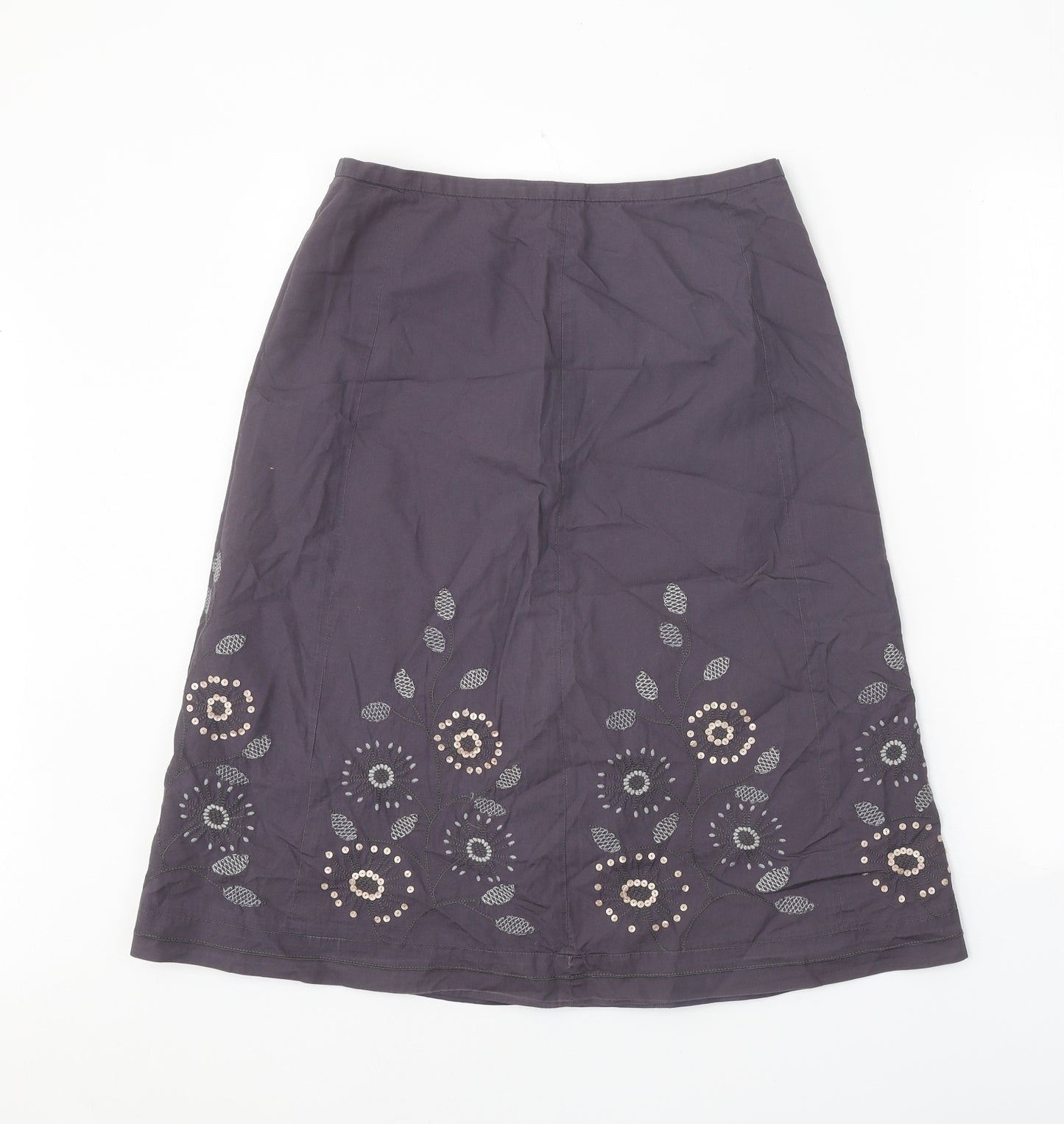NEXT Womens Grey Geometric Cotton A-Line Skirt Size 10 Zip