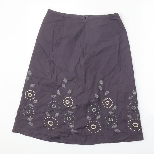 NEXT Womens Grey Geometric Cotton A-Line Skirt Size 10 Zip