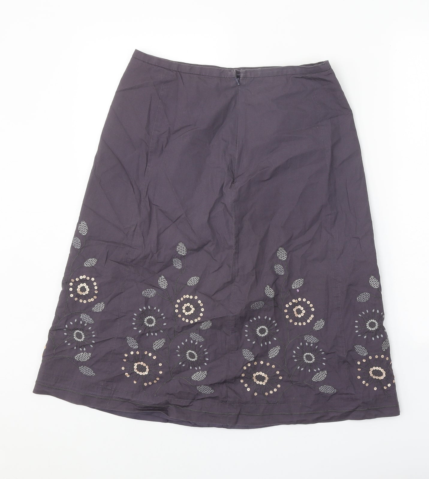 NEXT Womens Grey Geometric Cotton A-Line Skirt Size 10 Zip