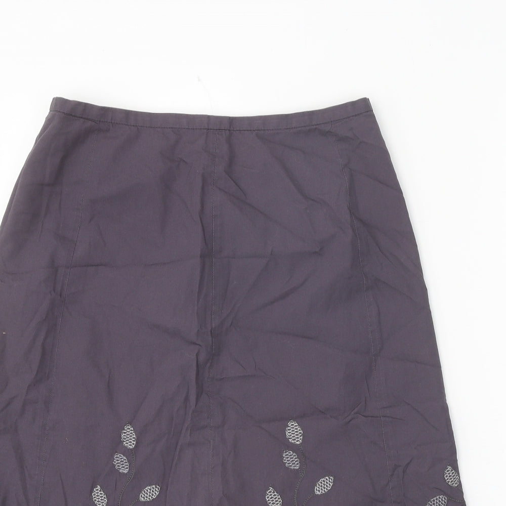 NEXT Womens Grey Geometric Cotton A-Line Skirt Size 10 Zip