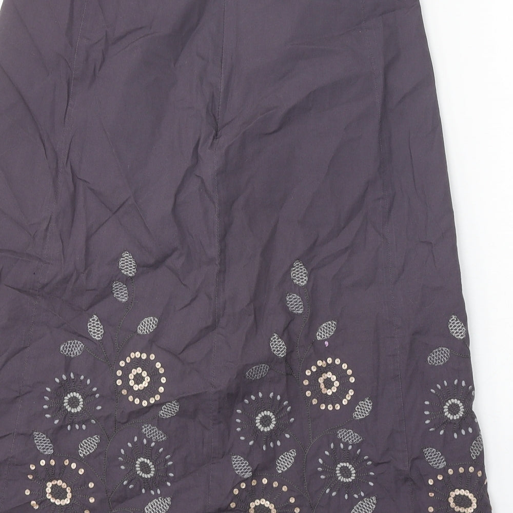 NEXT Womens Grey Geometric Cotton A-Line Skirt Size 10 Zip