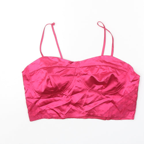 Y&G Womens Pink Polyester Cropped Tank Size L Sweetheart - Bralette