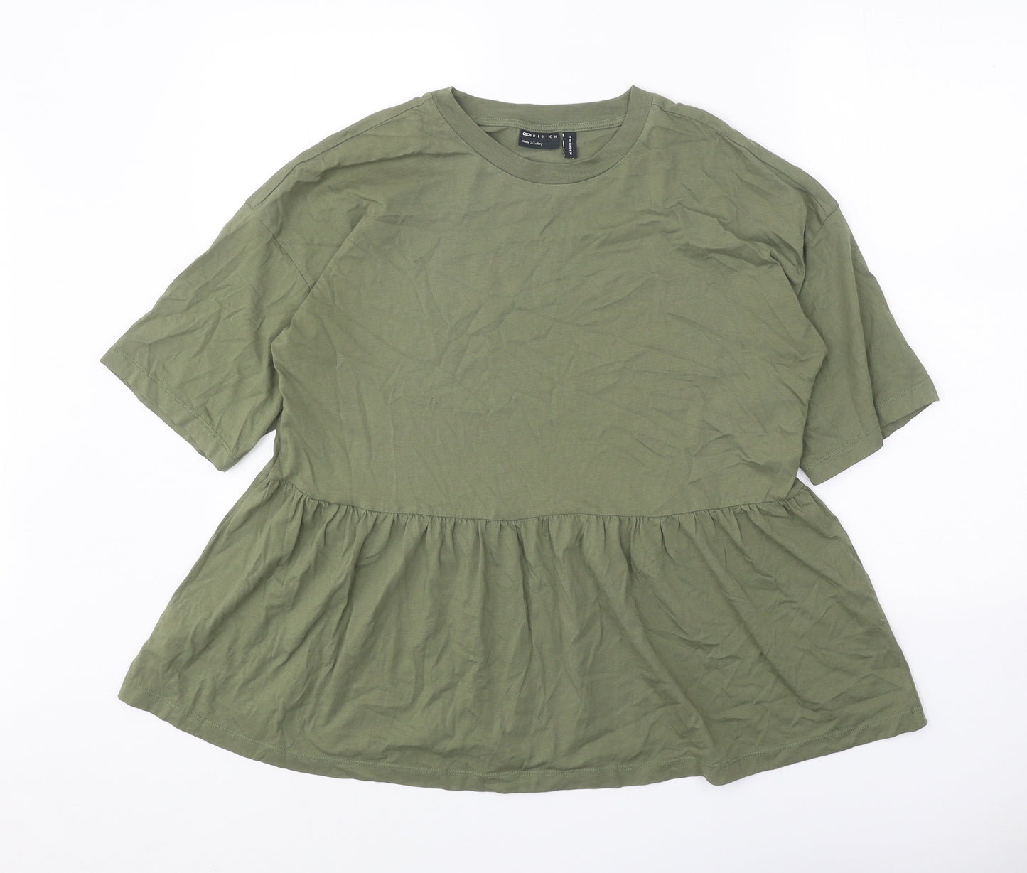 ASOS Womens Green 100% Cotton Basic T-Shirt Size 10 Round Neck - Smock