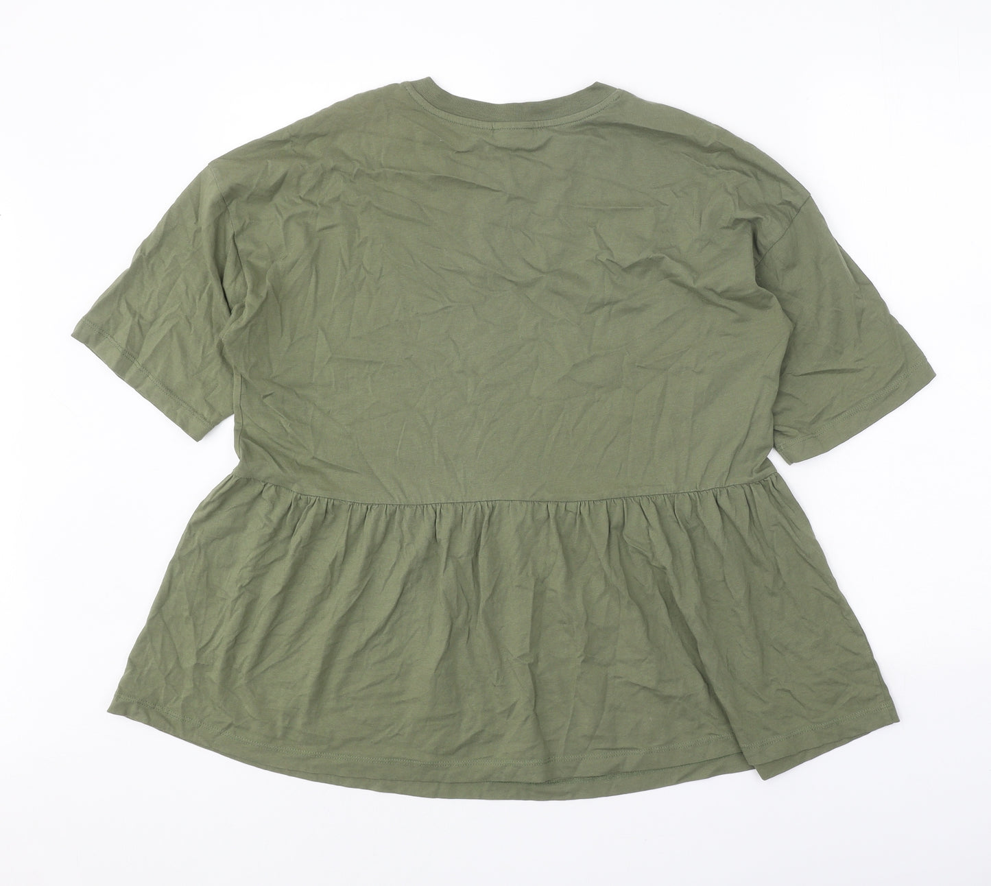 ASOS Womens Green 100% Cotton Basic T-Shirt Size 10 Round Neck - Smock