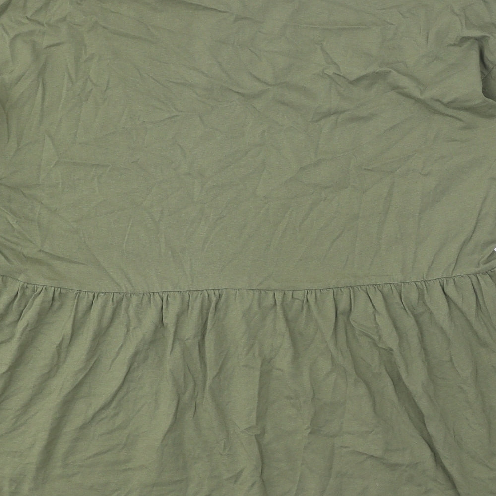 ASOS Womens Green 100% Cotton Basic T-Shirt Size 10 Round Neck - Smock