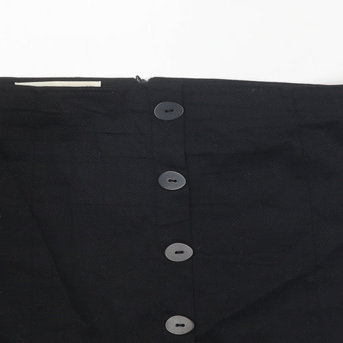 Mango Womens Black Cotton A-Line Skirt Size L Zip