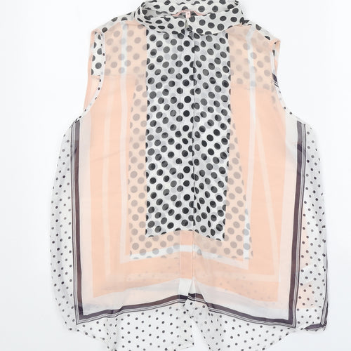 NEXT Womens White Polka Dot Polyester Basic Blouse Size 10 Collared