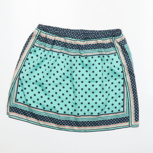 Zara Womens Blue Geometric Polyester A-Line Skirt Size M