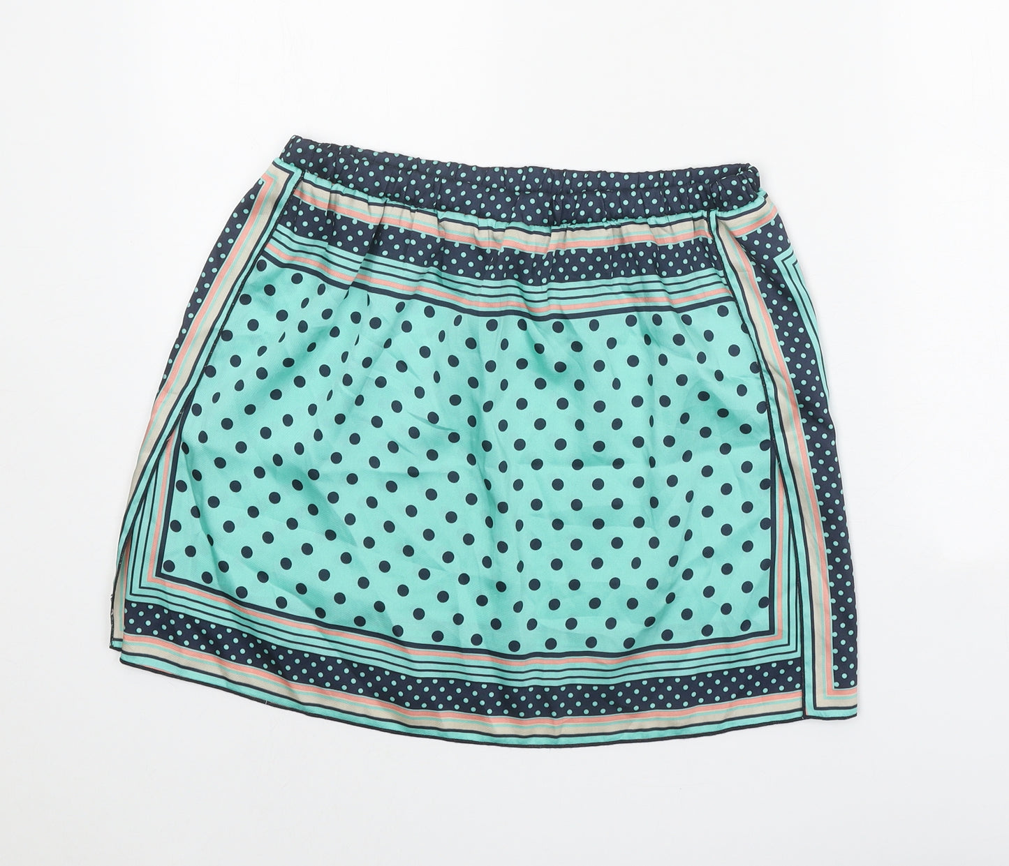 Zara Womens Blue Geometric Polyester A-Line Skirt Size M