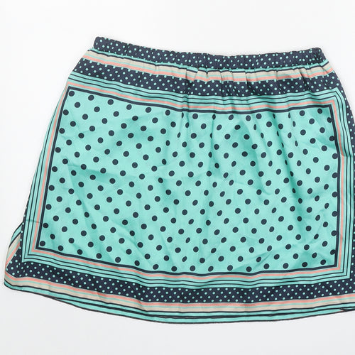 Zara Womens Blue Geometric Polyester A-Line Skirt Size M