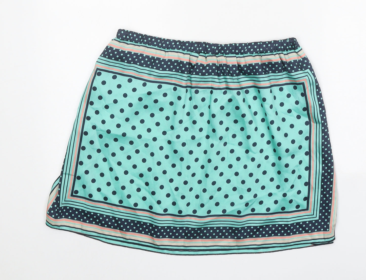 Zara Womens Blue Geometric Polyester A-Line Skirt Size M