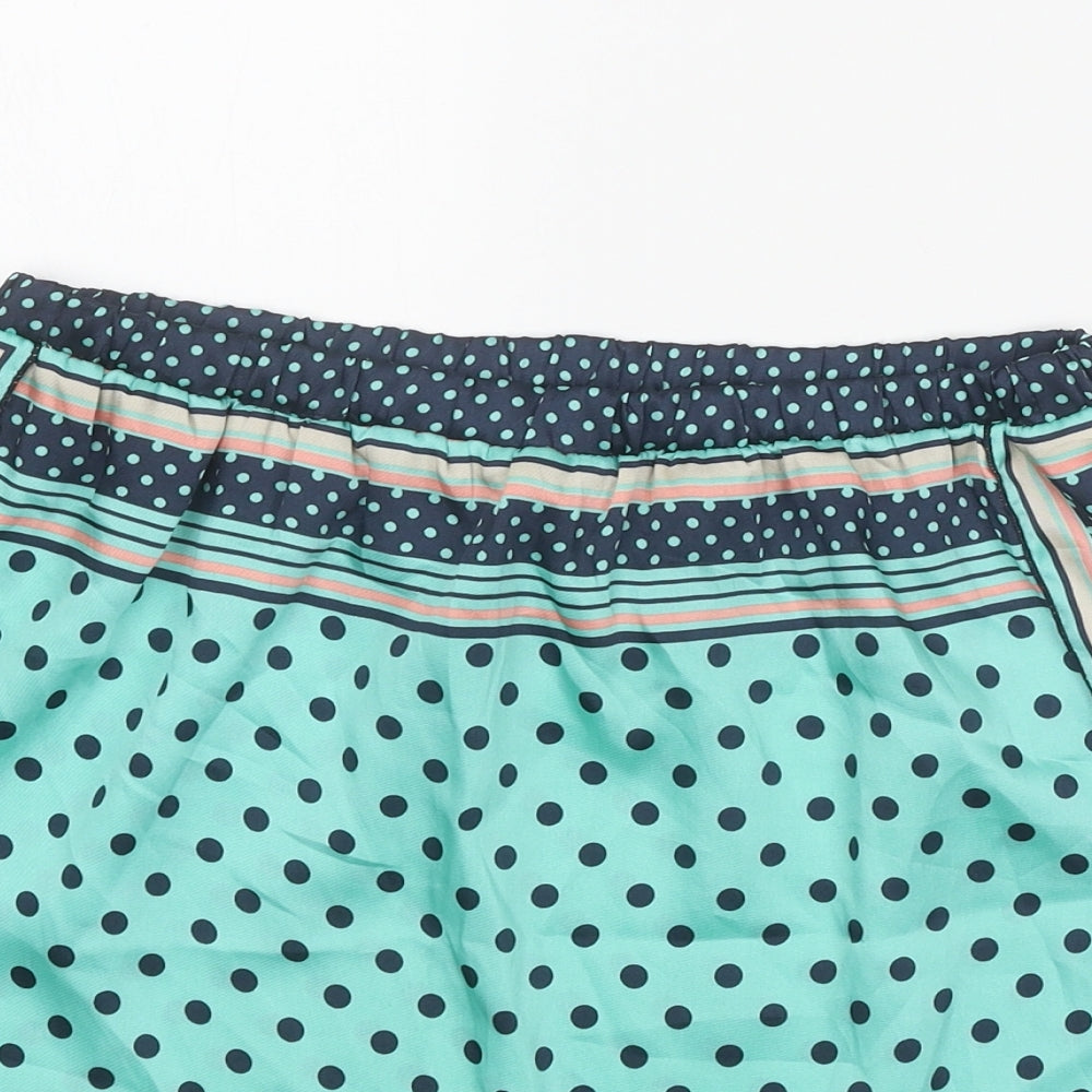 Zara Womens Blue Geometric Polyester A-Line Skirt Size M