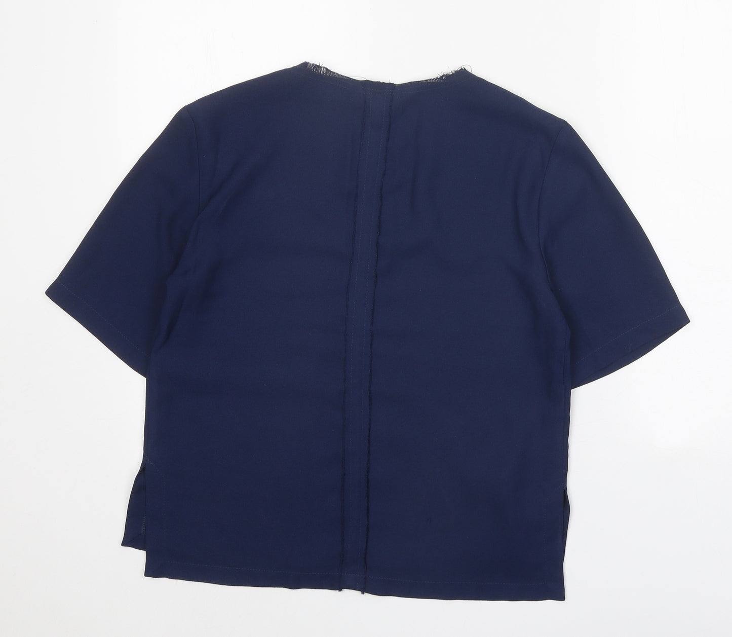 Topshop Womens Blue Polyester Basic Blouse Size 8 V-Neck