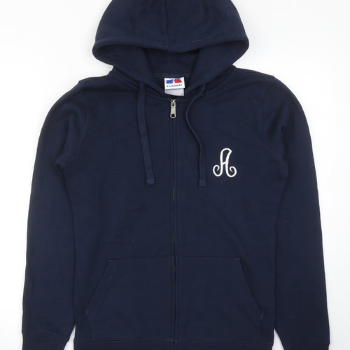 Russell Womens Blue Cotton Full Zip Hoodie Size S Zip
