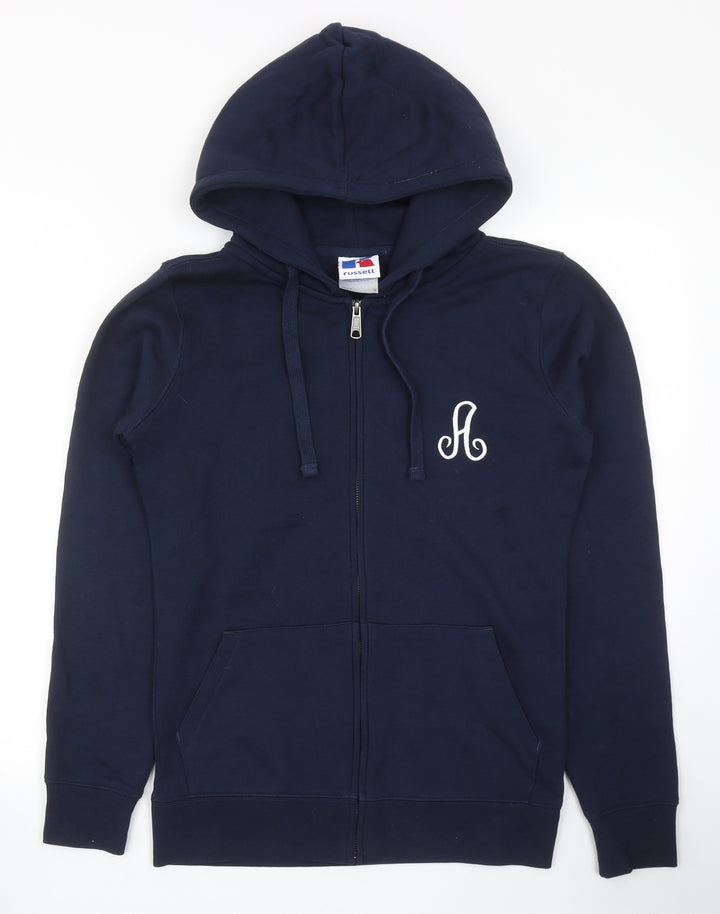 Russell Womens Blue Cotton Full Zip Hoodie Size S Zip