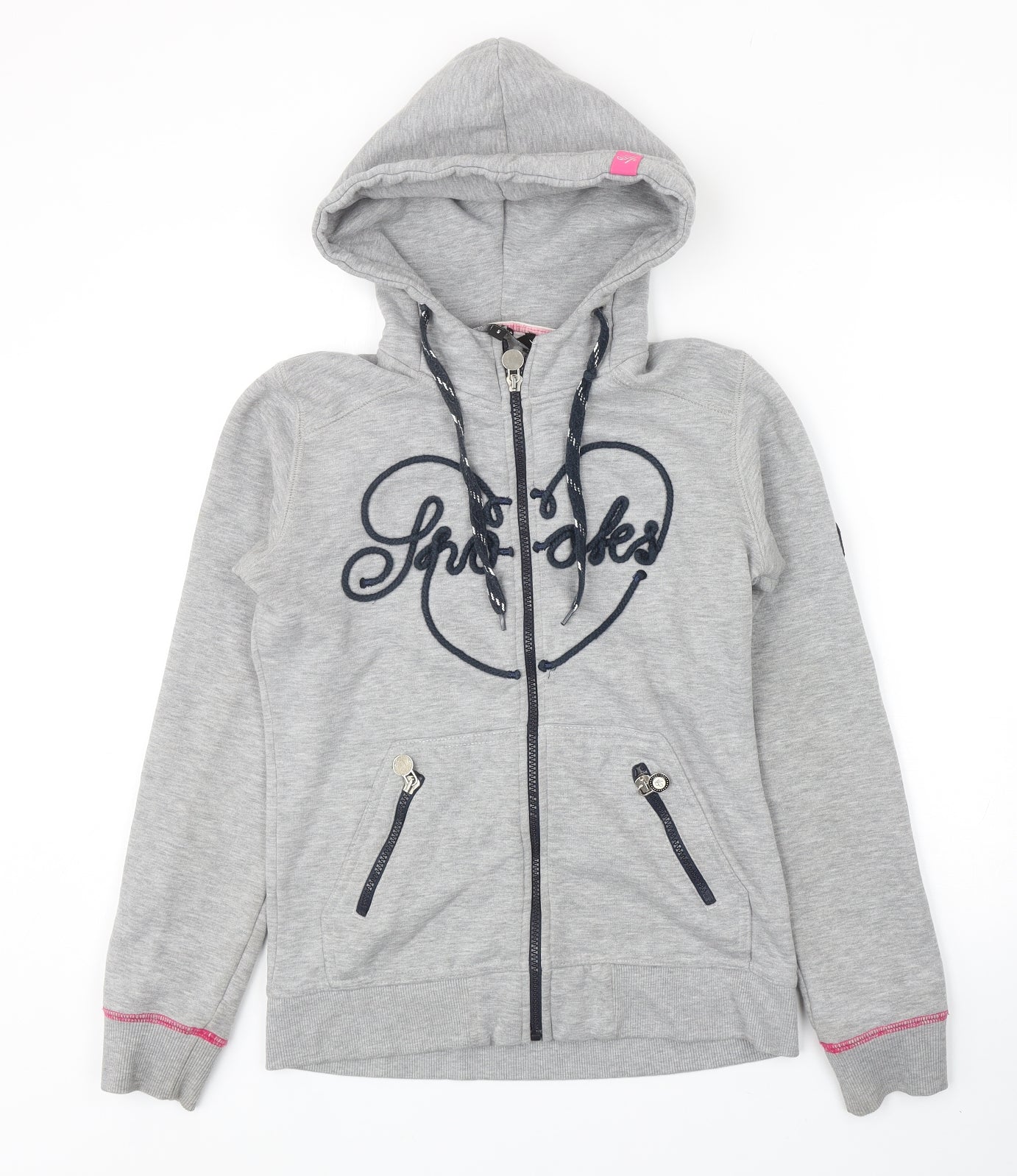 Spooks Womens Grey Cotton Full Zip Hoodie Size S Zip