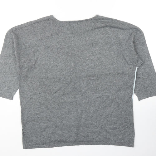 Viz a Viz Womens Grey Round Neck Nylon Pullover Jumper Size M