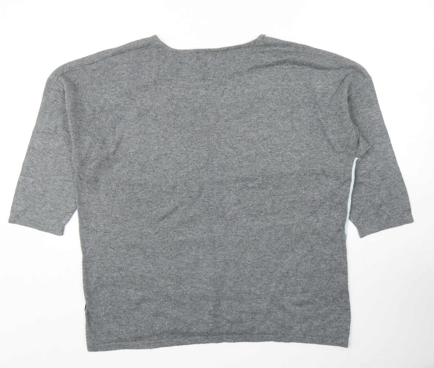 Viz a Viz Womens Grey Round Neck Nylon Pullover Jumper Size M