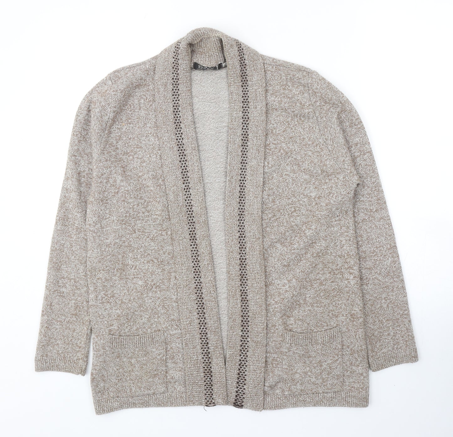 Envy Womens Beige V-Neck Acrylic Cardigan Jumper Size M - Size M-L