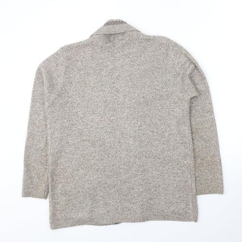 Envy Womens Beige V-Neck Acrylic Cardigan Jumper Size M - Size M-L