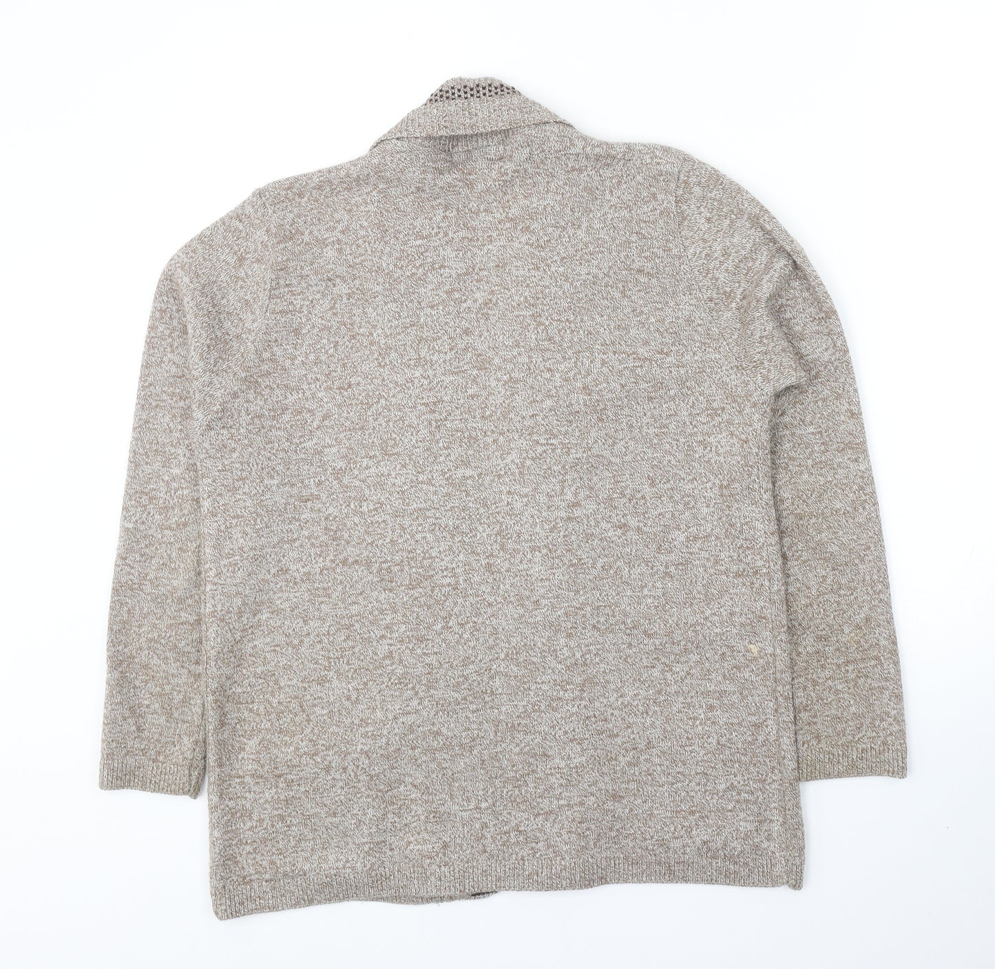 Envy Womens Beige V-Neck Acrylic Cardigan Jumper Size M - Size M-L
