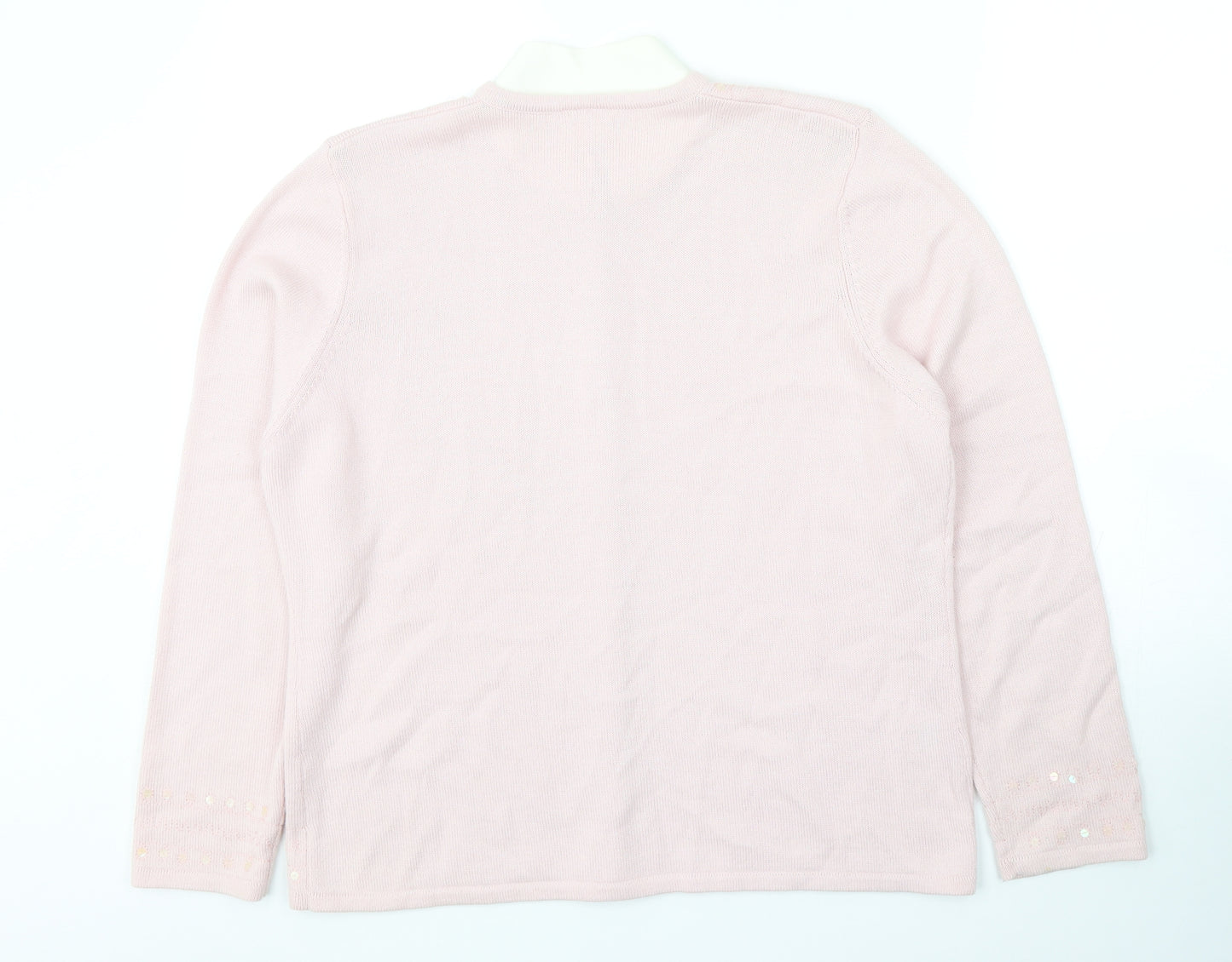 Country Casuals Womens Pink Round Neck Wool Cardigan Jumper Size L