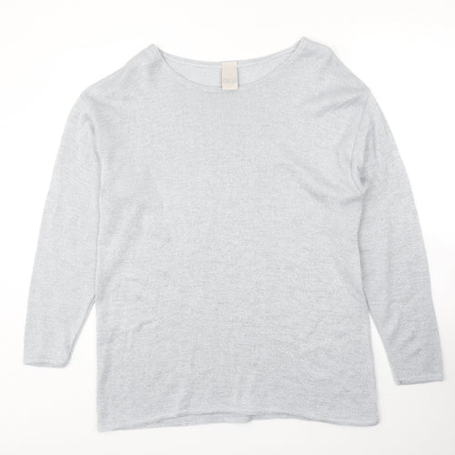 Casuals Womens Blue Scoop Neck Acrylic Pullover Jumper Size 18