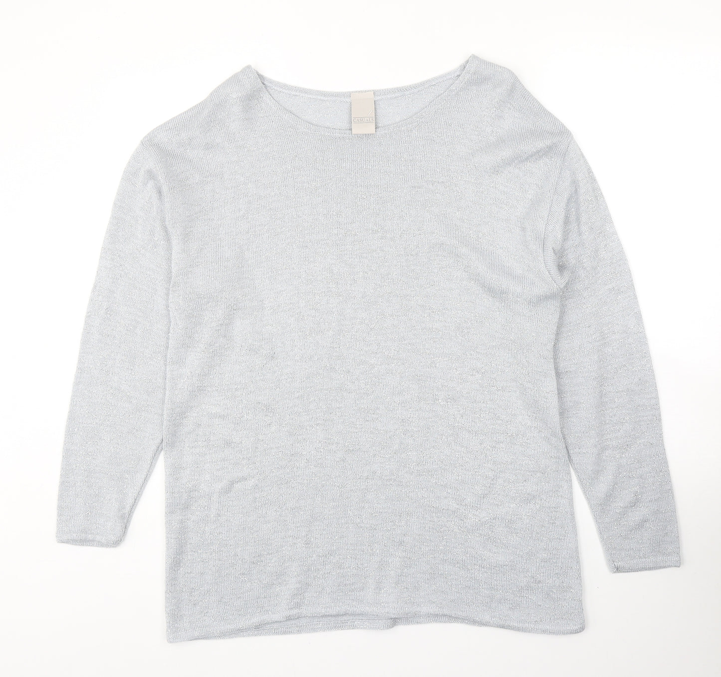 Casuals Womens Blue Scoop Neck Acrylic Pullover Jumper Size 18
