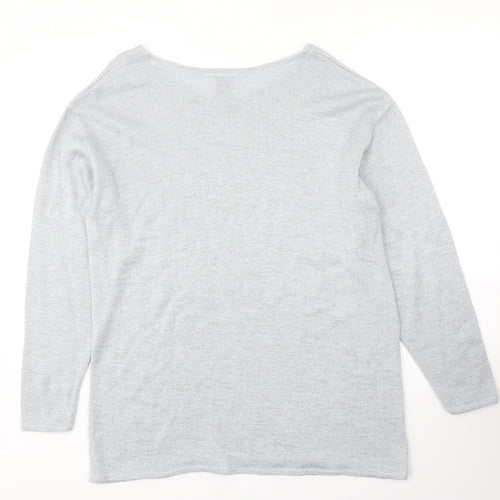 Casuals Womens Blue Scoop Neck Acrylic Pullover Jumper Size 18
