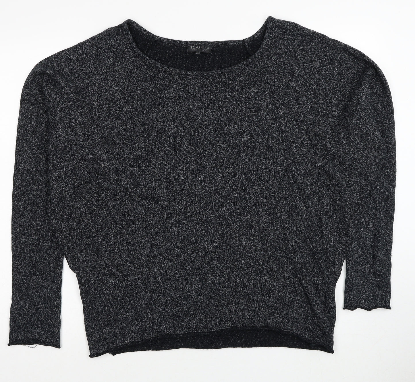 Topshop Womens Black Scoop Neck Polyester Pullover Jumper Size 12
