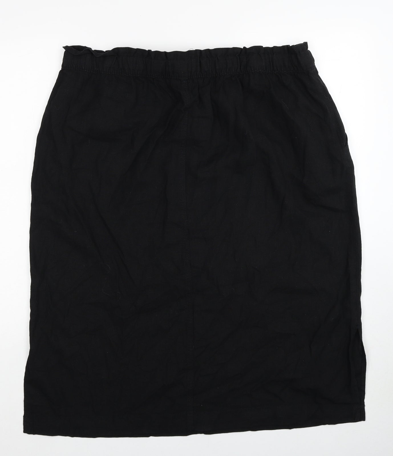 Marks and Spencer Womens Black Linen A-Line Skirt Size 20 Drawstring
