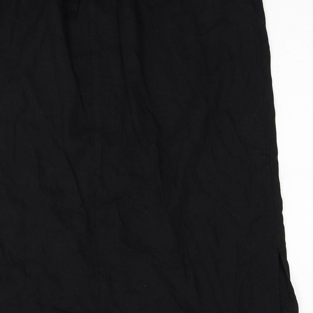 Marks and Spencer Womens Black Linen A-Line Skirt Size 20 Drawstring