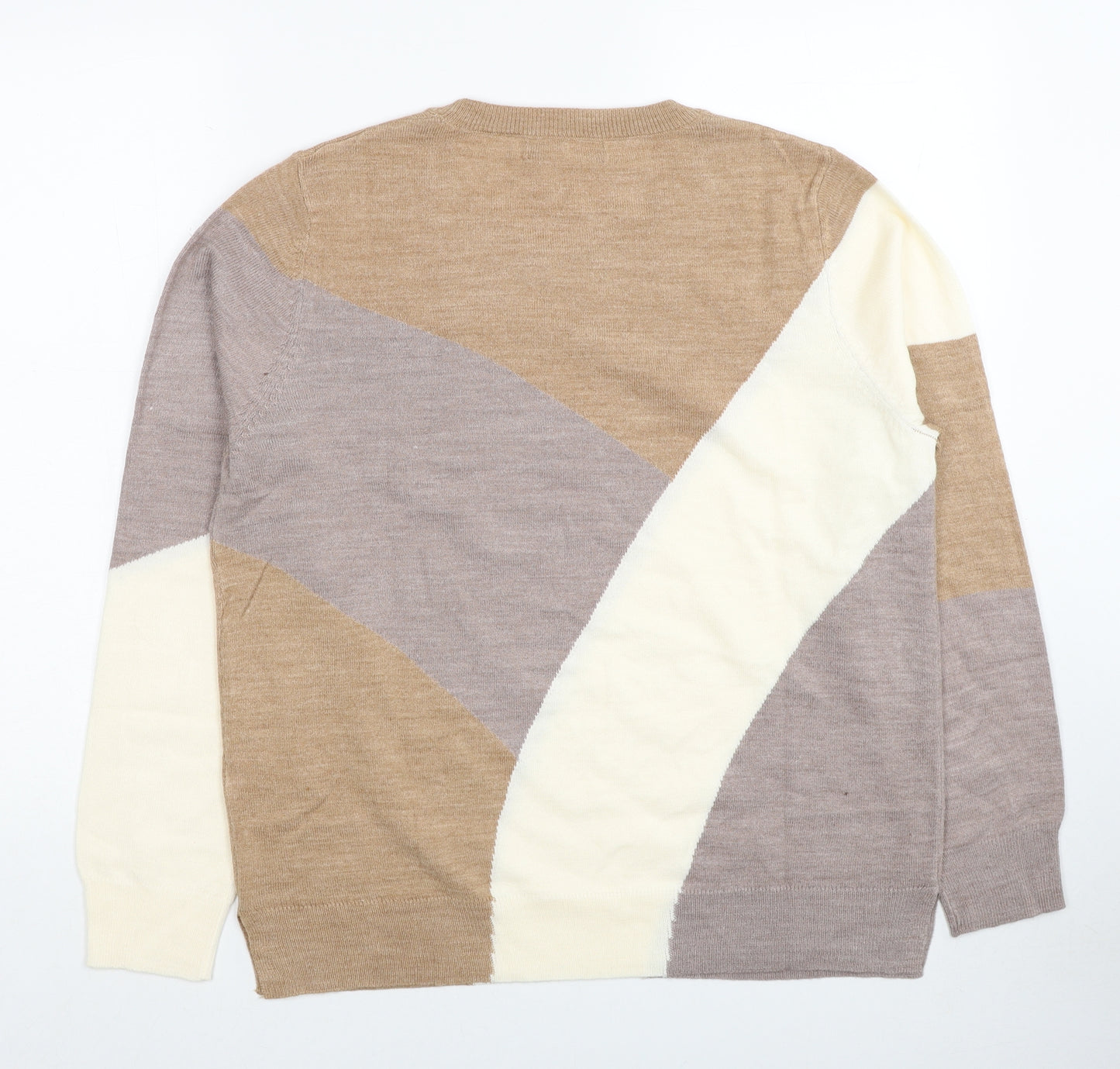 Marks and Spencer Womens Multicoloured Round Neck Acrylic Pullover Jumper Size 16 - Colourblock